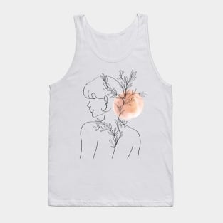 Minimalist girl illustration with plants Tank Top